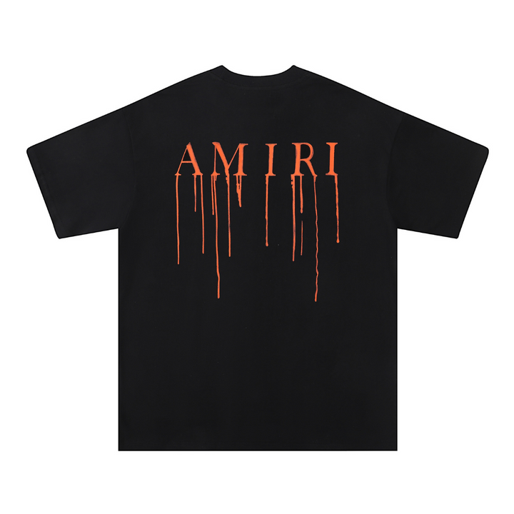 Amiri Paint Drip AM Schwarzes T-Shirt – Stylisches Designer-Shirt mit einzigartigem Farbspritzer-Design