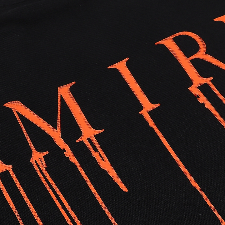 Amiri Paint Drip AM Schwarzes T-Shirt – Stylisches Designer-Shirt mit einzigartigem Farbspritzer-Design