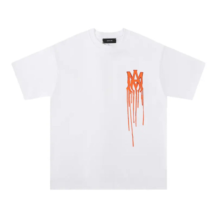 Amiri Paint Drip AM Weißes T-Shirt – Künstlerisches Design für Streetwear-Liebhaber