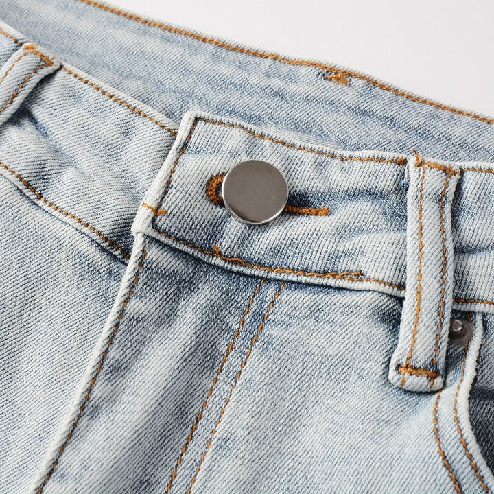 Amiri Hellblaue Patchwork Jeans für Herren – Distressed Luxus Slim Fit Denim