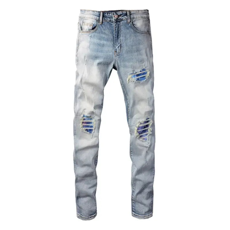 Amiri Blue Gradient Slim Fit Designer Jeans Herren – Luxuriöser Denim Style