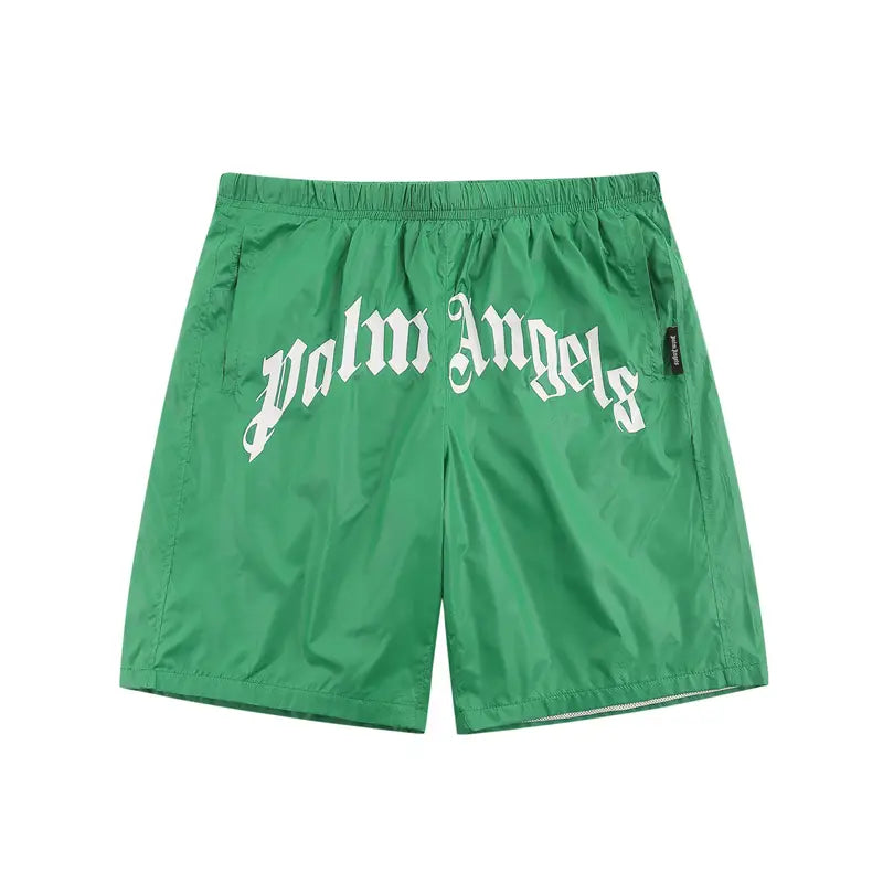 Luxuriöse Palm Angels Grüne Badeshorts mit ikonischem Logo-Print für Herren