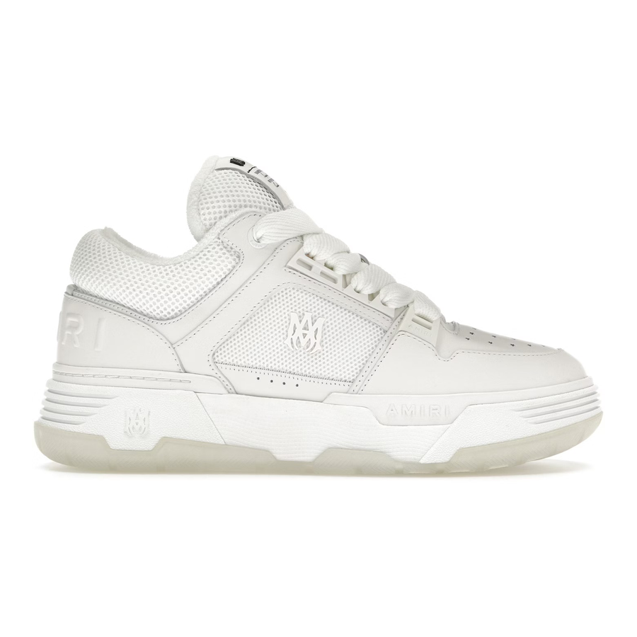 Amiri MA-1 Weißer luxuriöser Leder & Chenille Sneaker mit ikonischer Skater-Sohle
