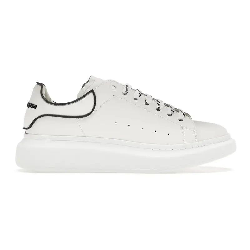Alexander McQueen Oversized Leder Sneaker - Weiß Schwarz Trim Designer Schuh