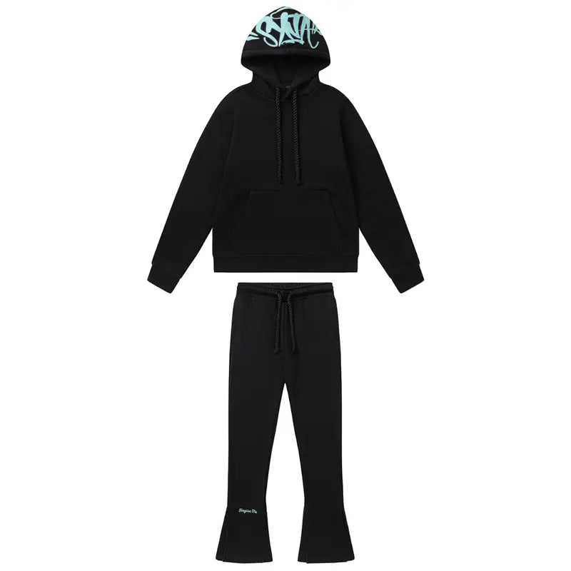 Syna World Stylischer Schwarz-Blauer Trainingsanzug: Bequem, Modern & Urban