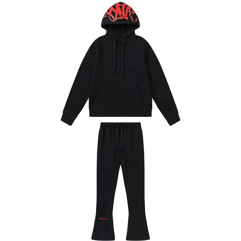 Syna World Schwarzer Roter Trainingsanzug – Stilvoll, Bequem, London Streetwear-Design