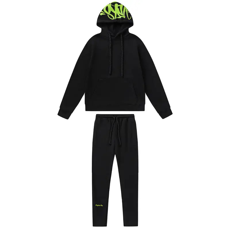 Syna World Schwarzer Grüner Trainingsanzug Stilvolles Streetwear Set Bequeme Passform