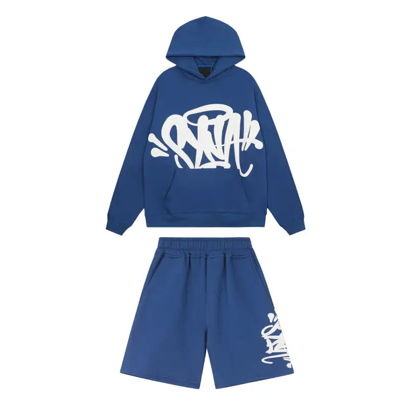 Syna World Urban Blue Set: Bequemer Streetwear Shorts Anzug für Herren