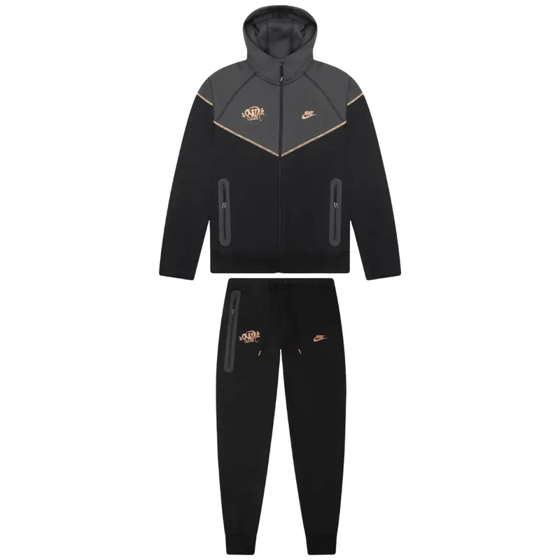 Syna Tech Schwarzer Trainingsanzug: Modern, Bequem, Stilvoll für Streetwear-Fans