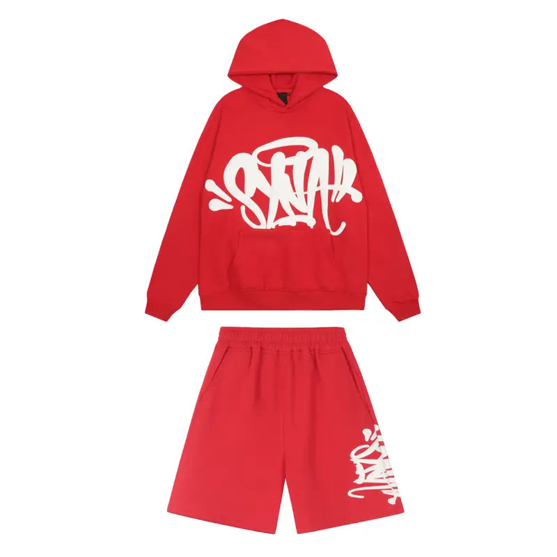 Syna World Rotes Streetwear Set: Premium Hoodie & Jogger für Urban Style