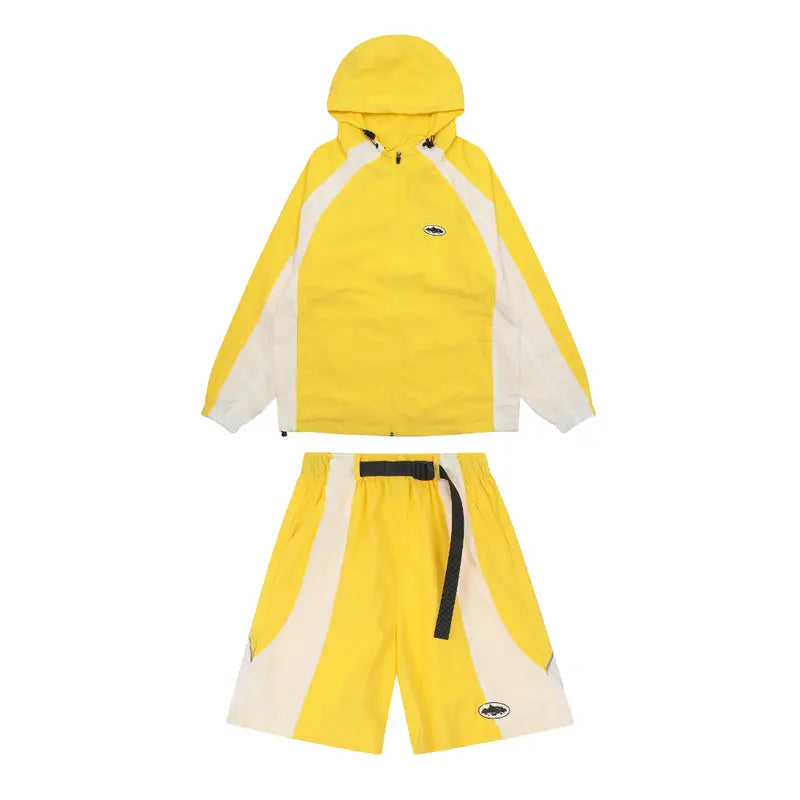 Corteiz Gelbes Streetwear Set: Stylischer Hoodie & Jogger für Herren