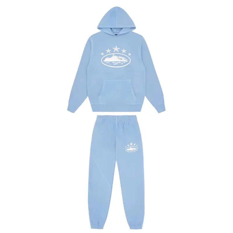 Corteiz 5 Sterne Babyblau Trainingsanzug Luxuriöses Streetwear Komfort Set Herren