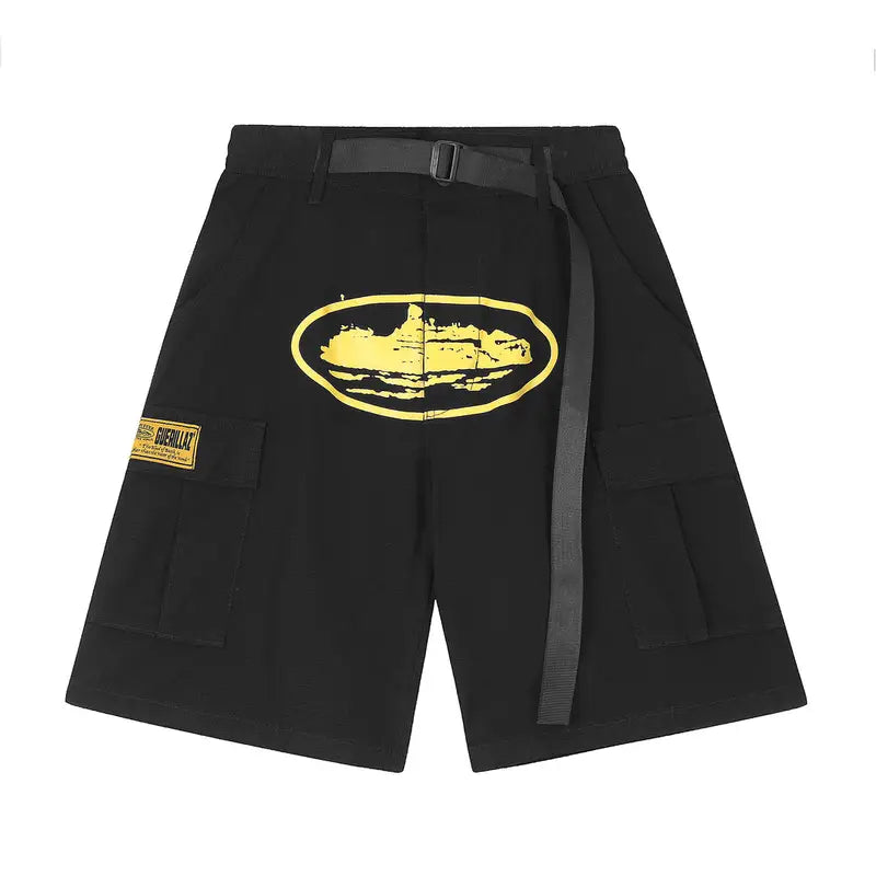 Corteiz Cargo Shorts Schwarz Gelb – Robuste Streetwear für den urbanen Look