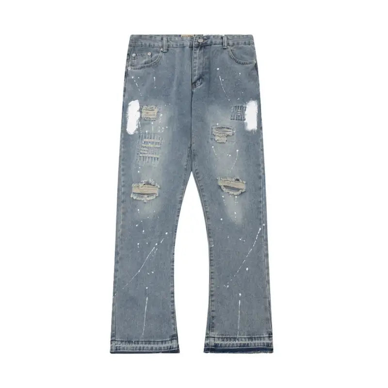 Einzigartige Gallery Dept. Handbemalte Künstler-Jeans – Deconstructed Streetwear Denim Hose