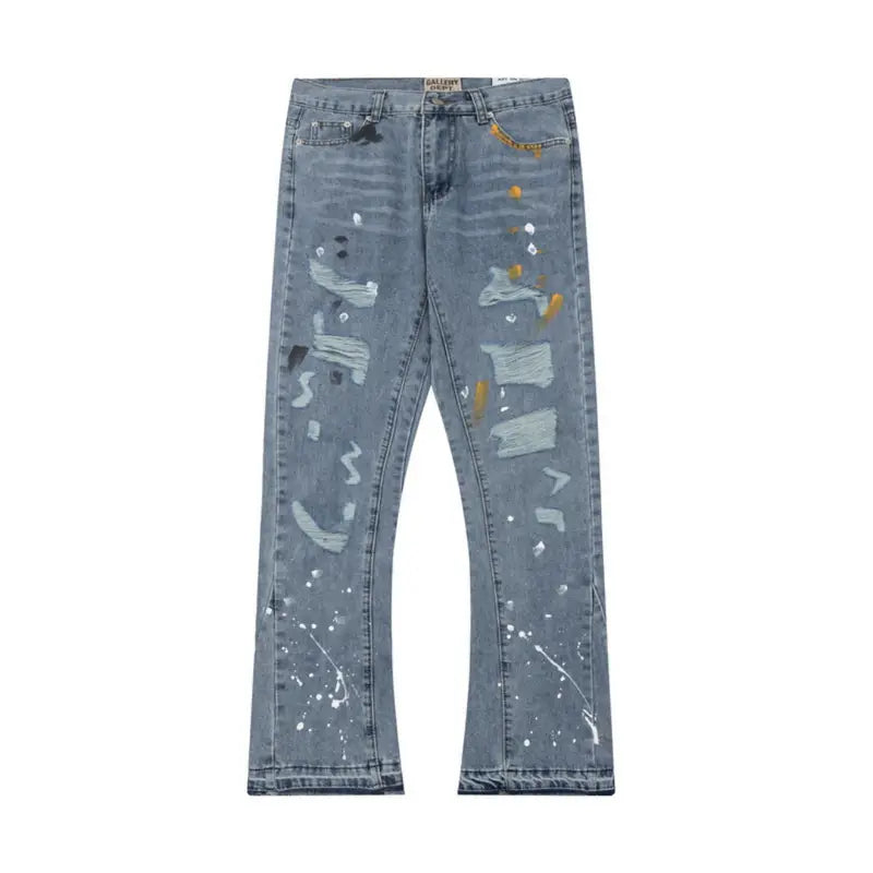 Exklusive Gallery Dept. Bemalte Designer Denim Jeans: Handgefertigter Streetwear Look