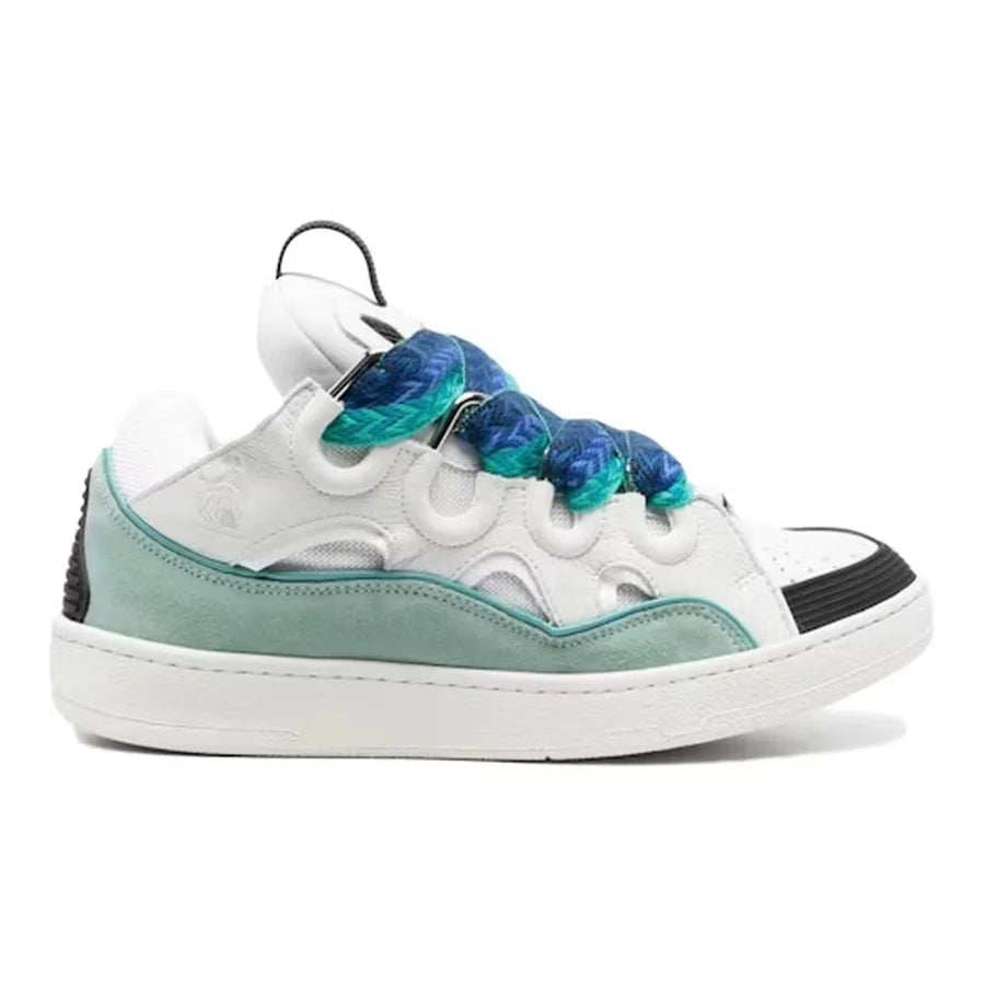 Lanvin Curb Trainer Weiß Blau Leder – Edler Low-Top Unisex Sneaker