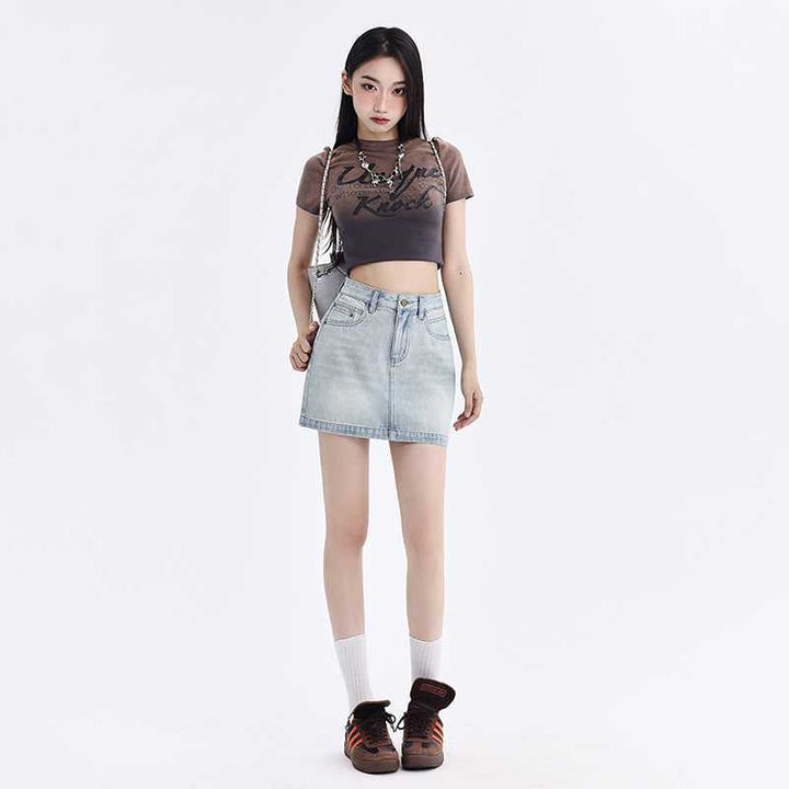 High Waist Denim Minirock
