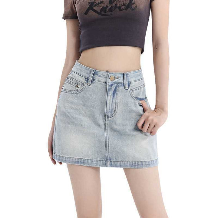 High Waist Denim Minirock