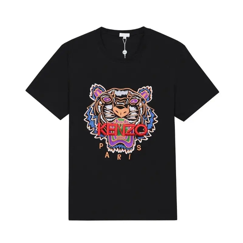 Kenzo Herren T-Shirt Schwarz Orange Tiger-Design Stilvolles Baumwoll-Shirt