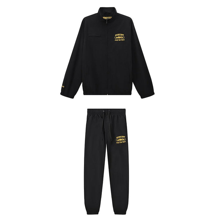 Corteiz Schwarzer Gelber Trainingsanzug Set – Stilvoller Streetwear Freizeitanzug für Herren