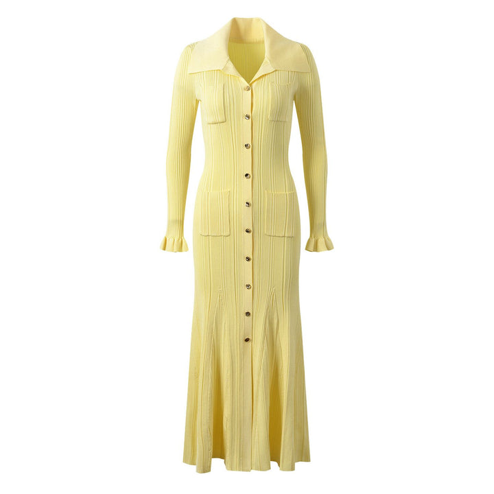 Strick-Midikleid mit Knopfleiste