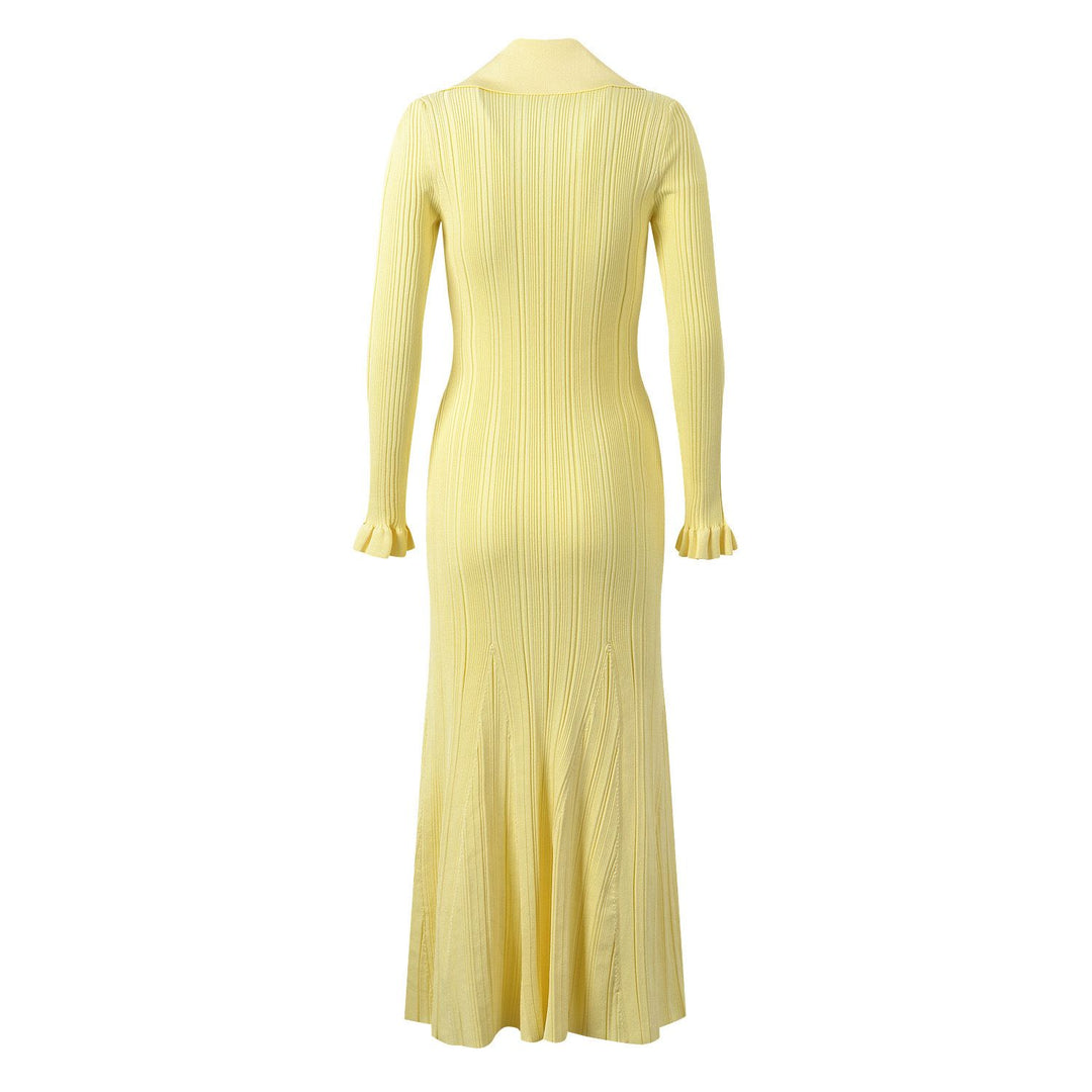 Strick-Midikleid mit Knopfleiste