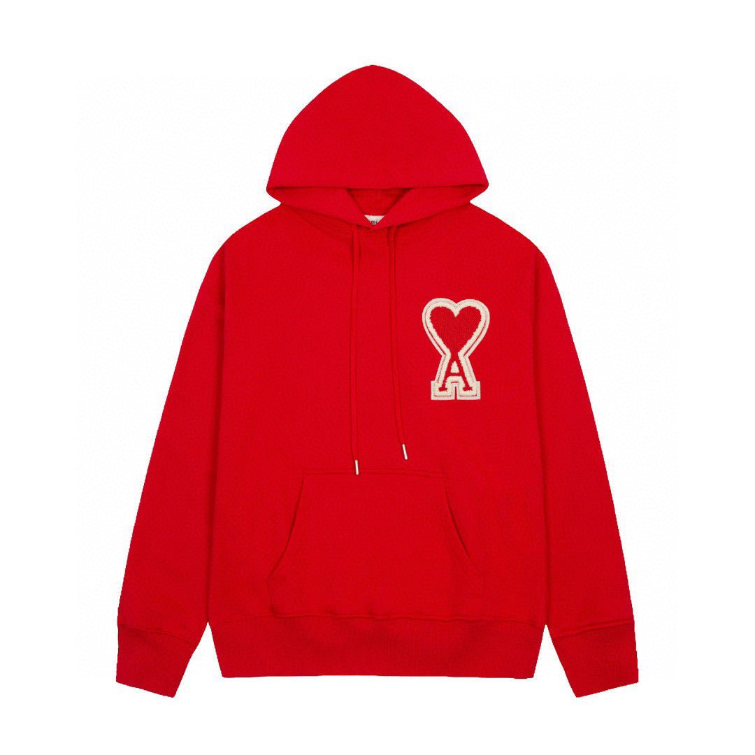 AMI Paris Herz-Logo Baumwoll-Hoodie – Stilvoller Unisex Kapuzenpullover für lässigen Chic