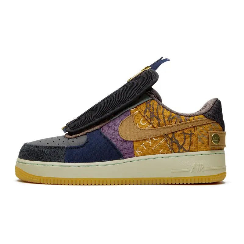 Einzigartiger Nike Air Force 1 Low Travis Scott Cactus Jack Patchwork Streetwear Sneaker