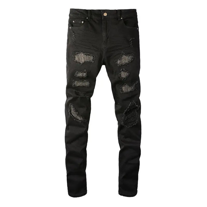 Amiri Herren Full Black Diamond Jeans Luxus Stretch Designer Denim Hose
