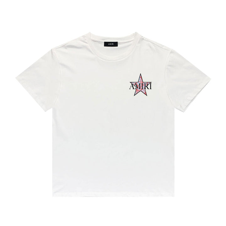 Amiri Paisley Stern T-Shirt Luxuriöses Designer Oberteil Baumwolle Streetwear Herren Mode