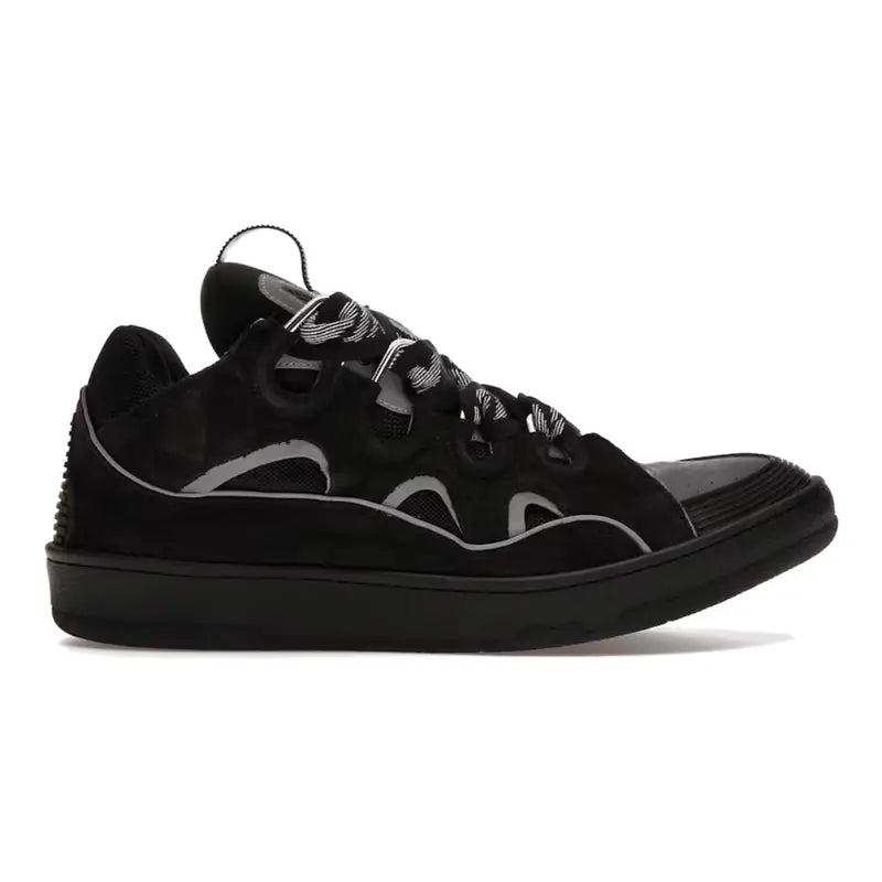 Luxuriöse Lanvin Low-Top-Sneaker aus Kalbsleder – Stilvoller Schwarz-Grau-Mix für Herren
