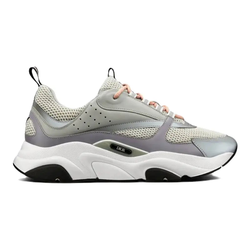 Dior B22 Grau Luxus Herren Sneaker: Hochwertige Mesh-Leder-Konstruktion für Stil