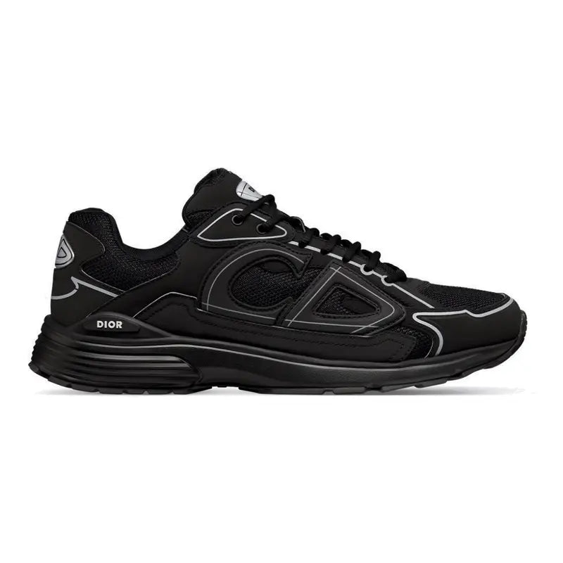 Dior B30 Schwarzer Luxus-Sneaker: Modernes Design, reflektierende Akzente, höchster Komfort