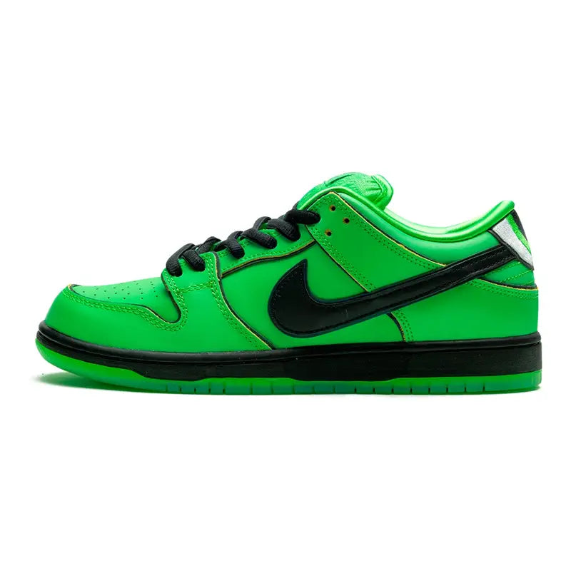 Nike SB Dunk Powerpuff Girls Buttercup Glänzende Leder Sneaker Grüne Edition