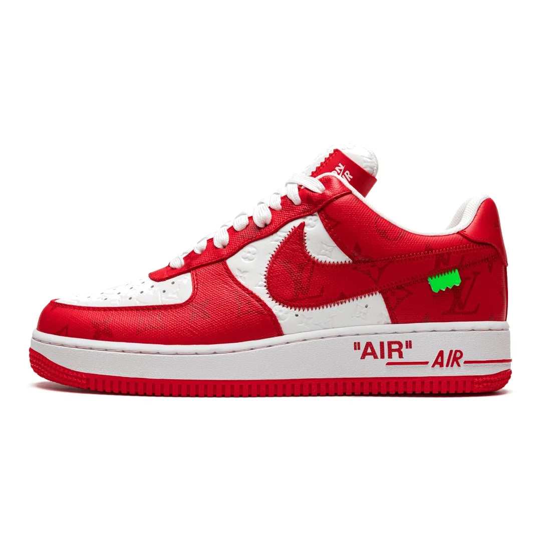 Luxuriöse Nike Louis Vuitton Air Force 1 Low Virgil Abloh Weiß Rot Sneaker