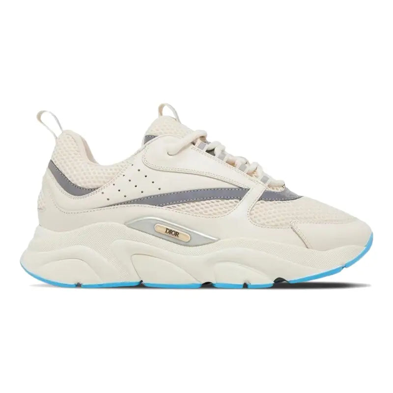 Dior B22 Creme Hellblau Luxus-Sneaker: Atmungsaktives Mesh, Leder & Retro-Design