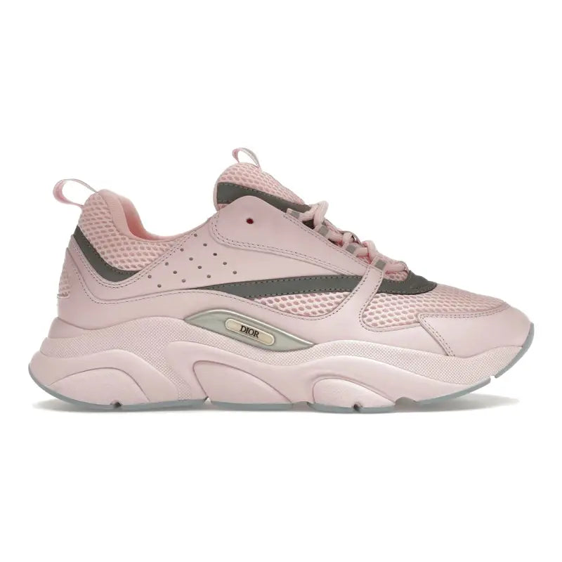 Dior B22 Pink Silver Luxus Retro-Laufschuh – Atmungsaktives Mesh & Edles Leder