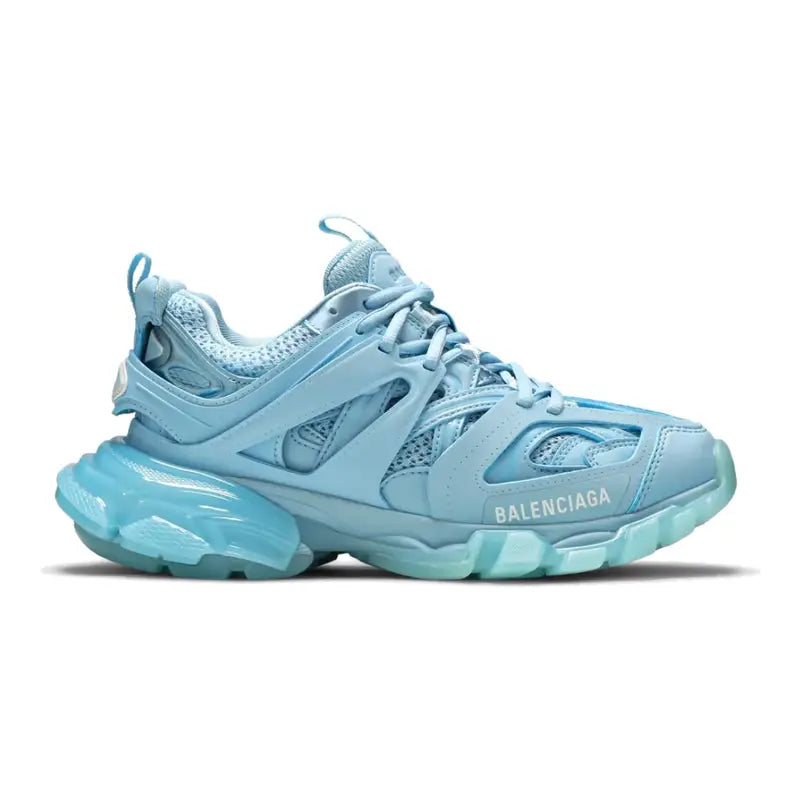 Balenciaga Track Hellblaue Lederfreie Sneaker mit Dynamischer Sohle und Faded-Look