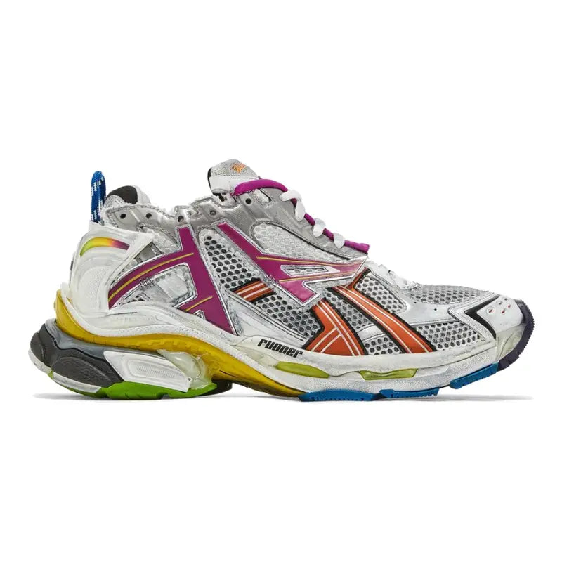 Balenciaga Runner Multicolor Sneakers: Stylische Mesh-Nylon-Schuhe mit Used-Look & Marken-Details