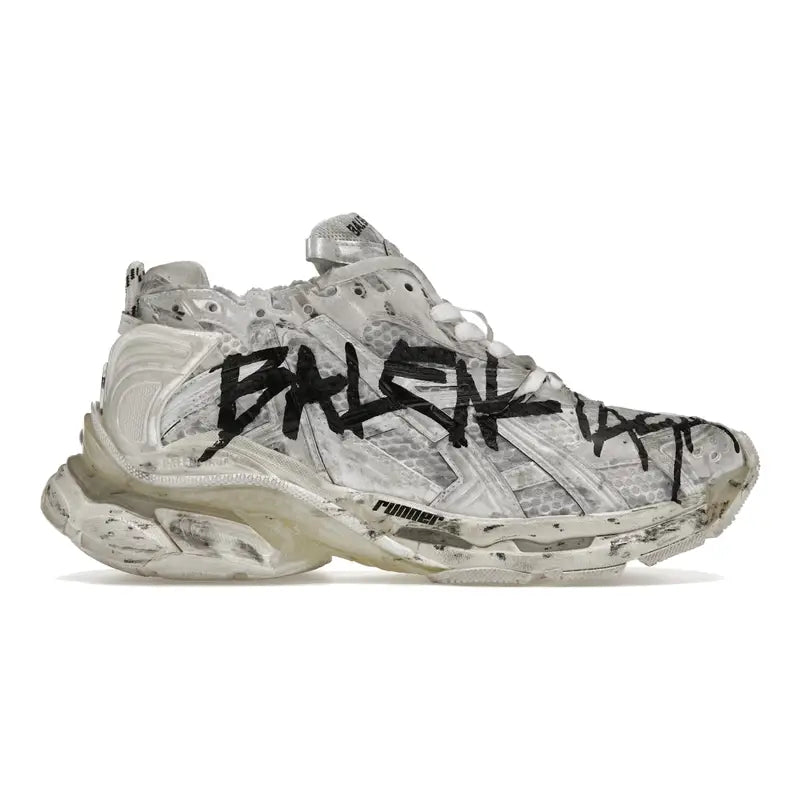Balenciaga Runner Graffiti Sneaker – Stylischer White Black Used-Look Sportschuh