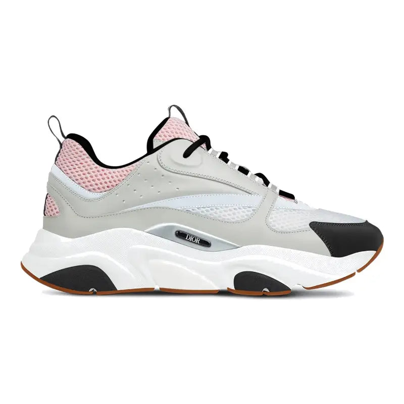 Dior B22 Damen Luxus Sneaker Blassrosa Grau Mesh Leder Retro Laufschuh