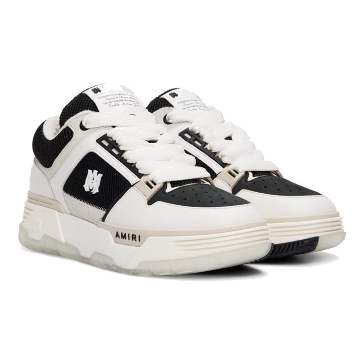 Amiri MA-1 High-Top Sneaker Schwarz Weiß Leder Chenille Klobiger Skater-Stil