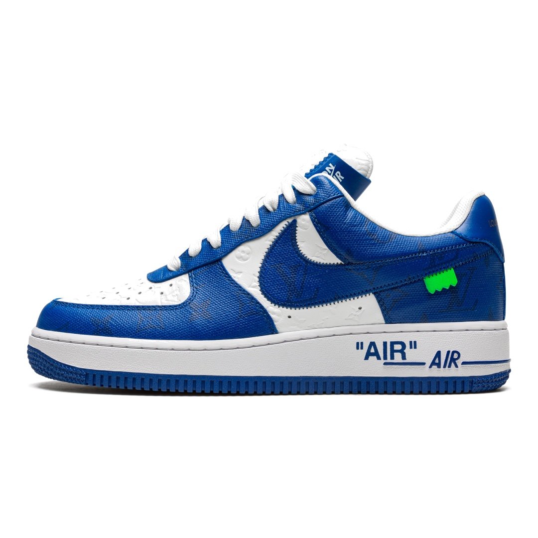 Exklusive Nike Louis Vuitton Air Force 1 Low Virgil Abloh Weiß/Blau Monogramm Sneaker