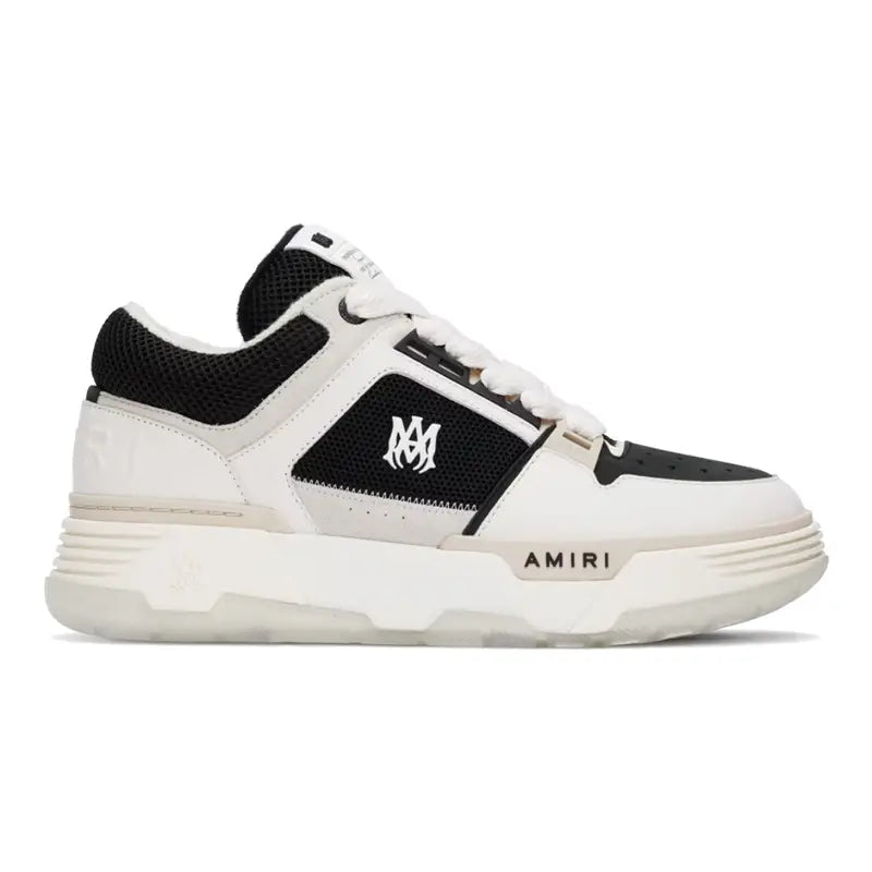 Amiri MA-1 High-Top Sneaker Schwarz Weiß Leder Chenille Klobiger Skater-Stil