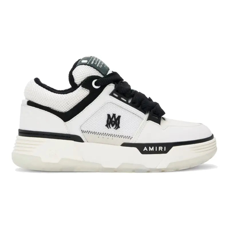 Amiri MA-1 Luxus-Sneaker Weiß Schwarz Leder Chenille Skater-Stil High-End