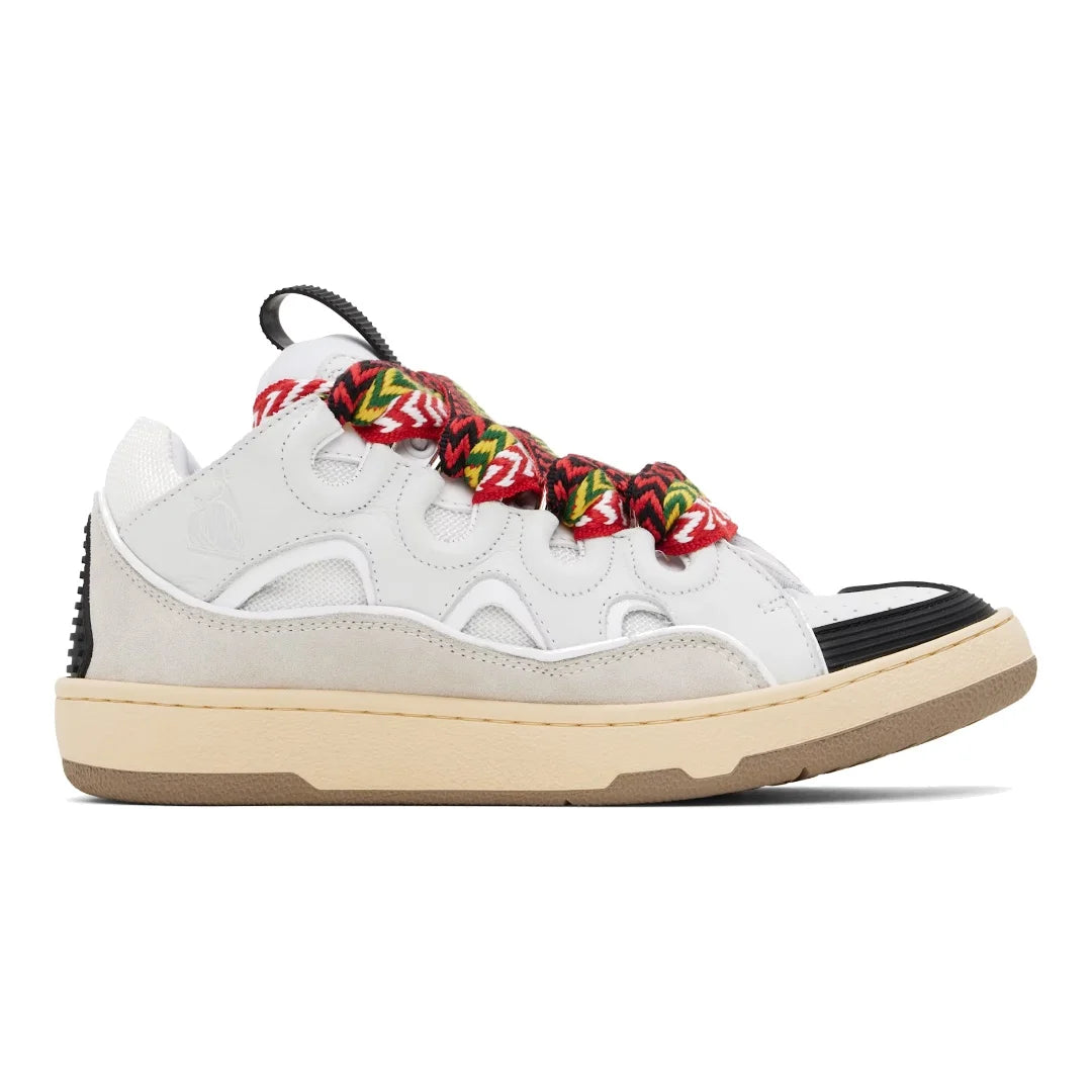 Lanvin Curb Sneaker Weiß – Edles Kalbsleder, Nubuk & Mesh Low-Top Design