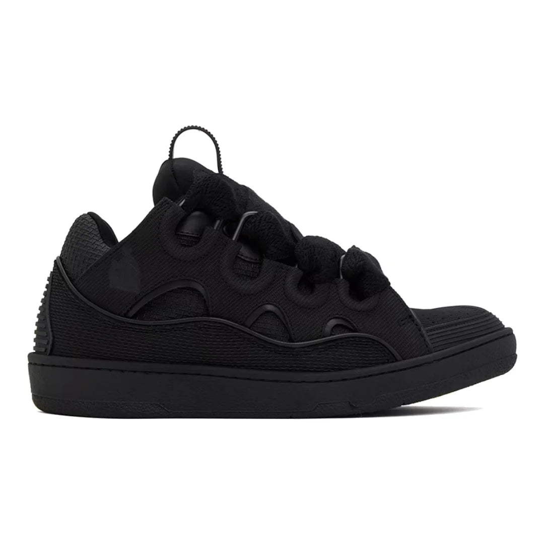 Lanvin Curb Low-Top Sneaker: Schwarzes Kalbsleder Wildleder Mesh Luxus Design