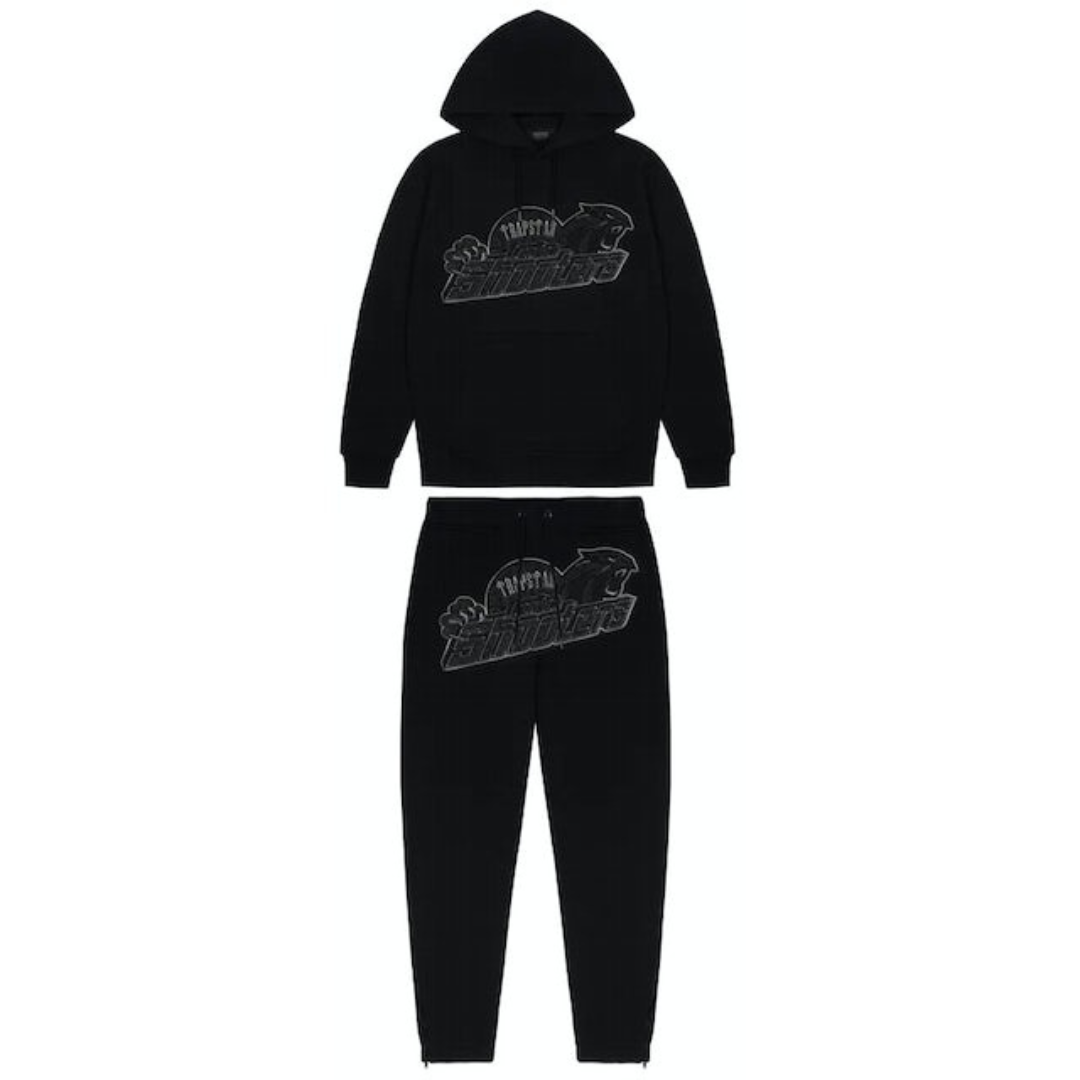 Trapstar Shooters Monochromer Schwarzer Trainingsanzug – Stylische Streetwear Edition für Herren