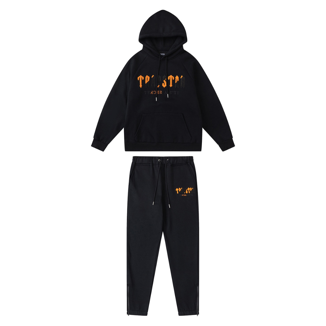 Trapstar Chenille Decoded Trainingsanzug Schwarz Orange – Stylisch, Bequem, Exklusiv