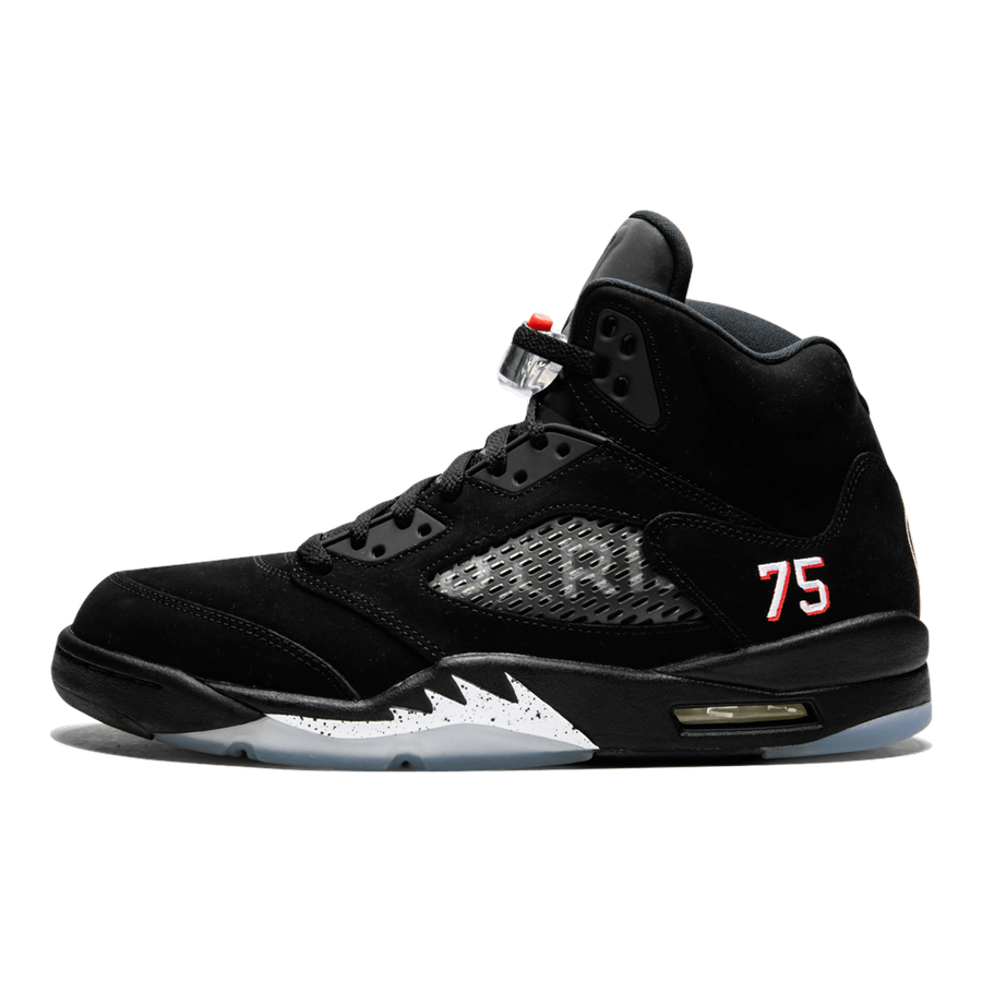 Air Jordan 5 Retro BCFC PSG Sneaker – Schwarzes Nubuk, Kultiges Design